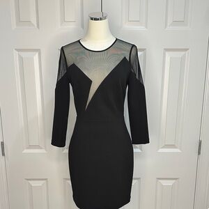 NWT BCBGMaxAzria Edesa Black Mesh Cocktail New Year’s  Party Mini Dress Size 4